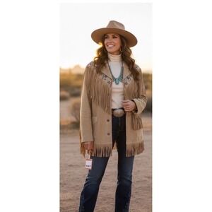 NWT Vintage Via Accenti Suede Fringe Jacket Women's 1X/2X Southwest Boho Western